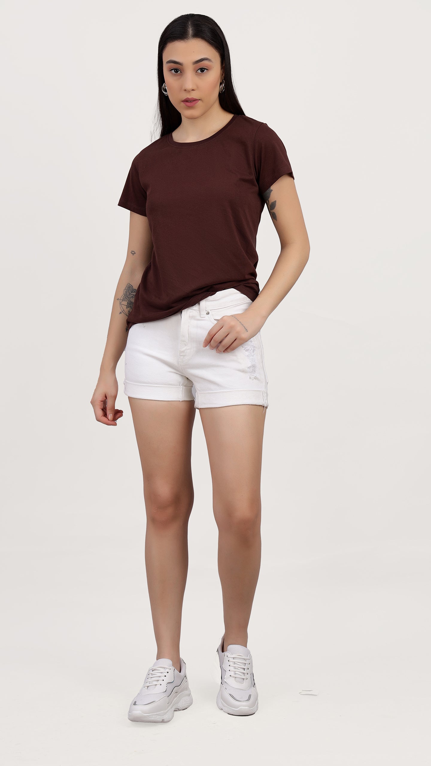 Women Knitted Round Neck Regular Fit T-Shirt