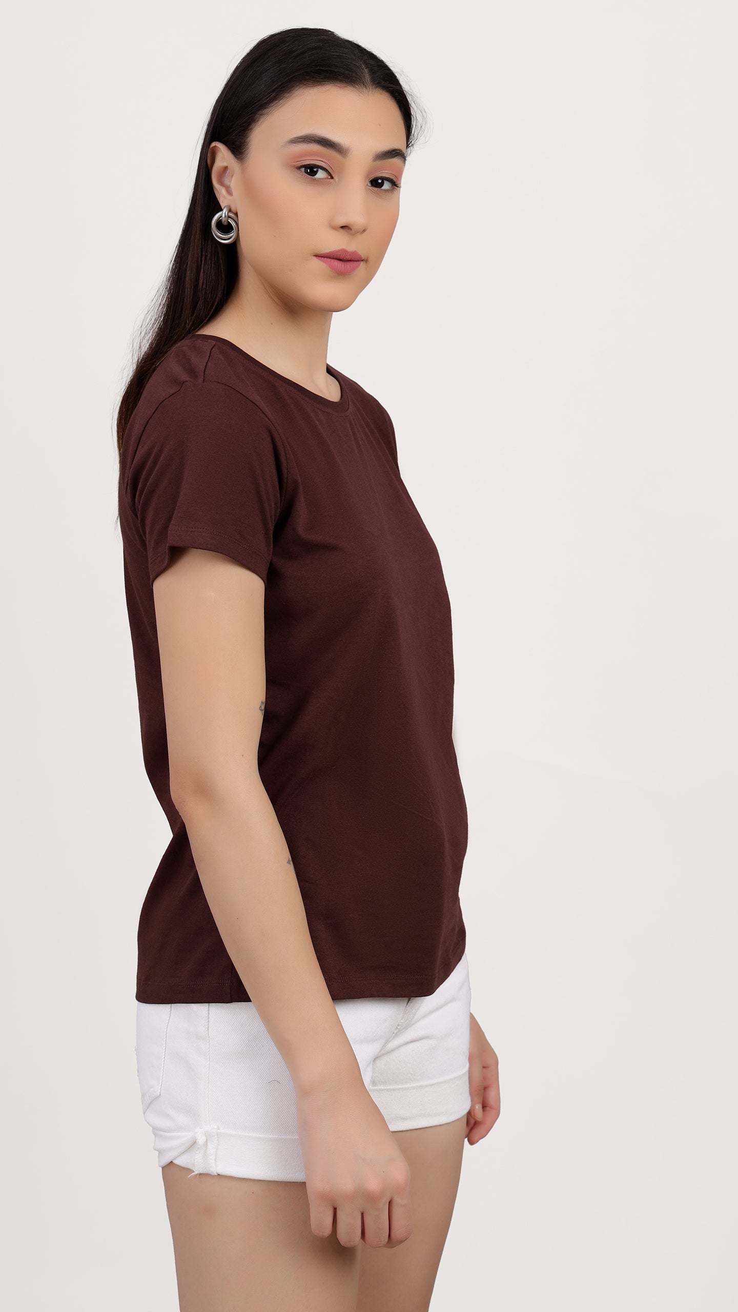 Women Knitted Round Neck Regular Fit T-Shirt