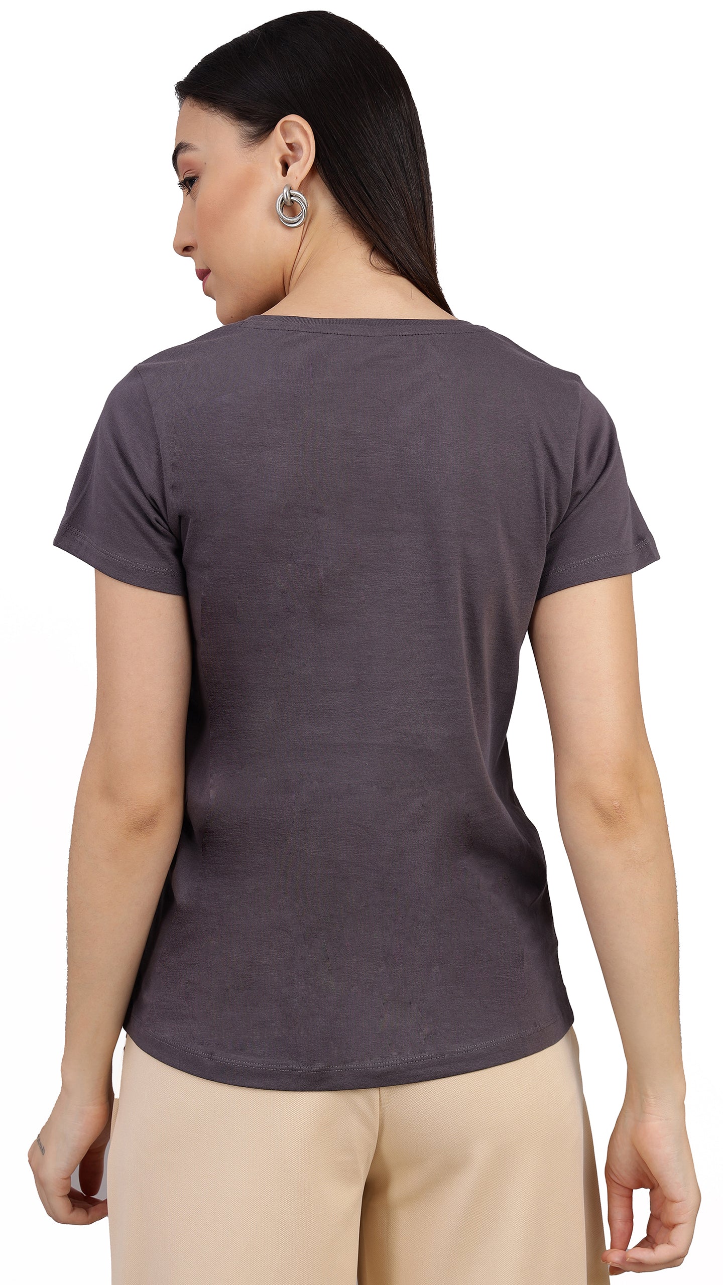 Women Knitted Round Neck Regular Fit T-Shirt