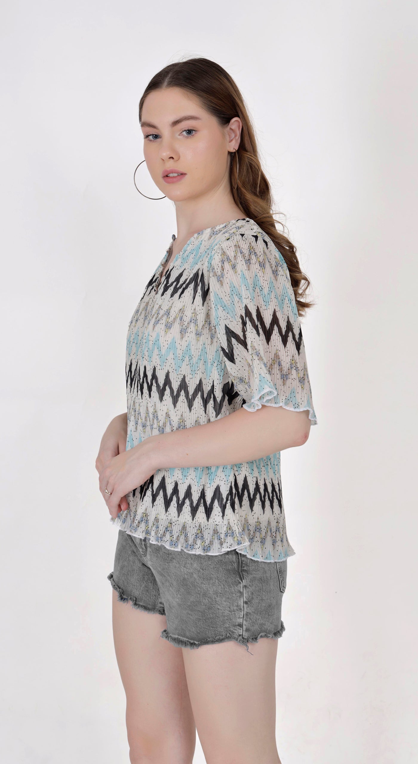 Chevron Printed Top with Lining