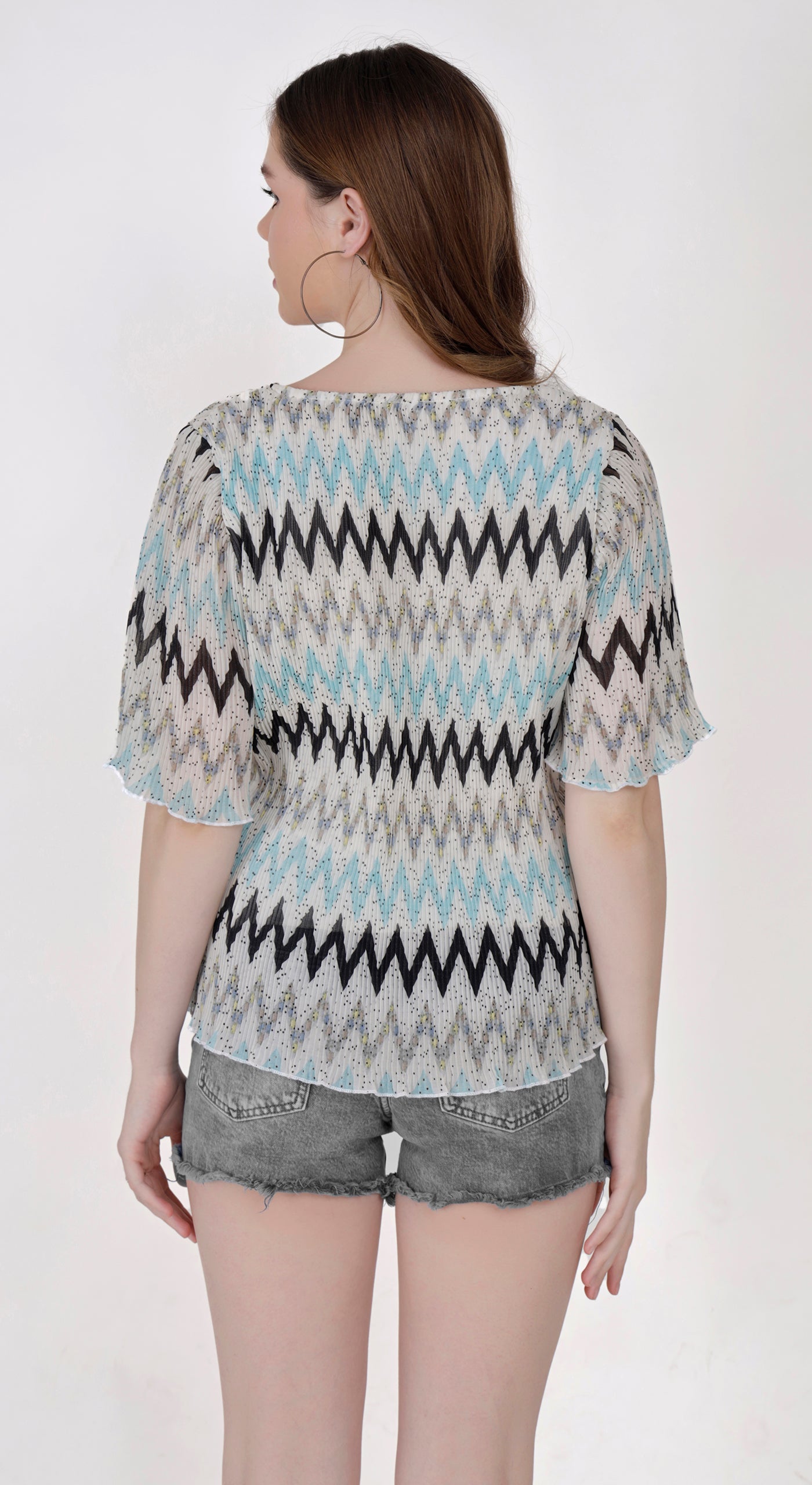 Chevron Printed Top with Lining