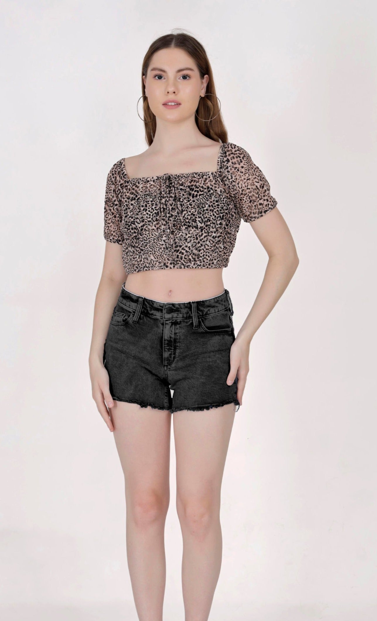 Crochet Knitted Animal Printed Women's Crop Top with self ties & Lining