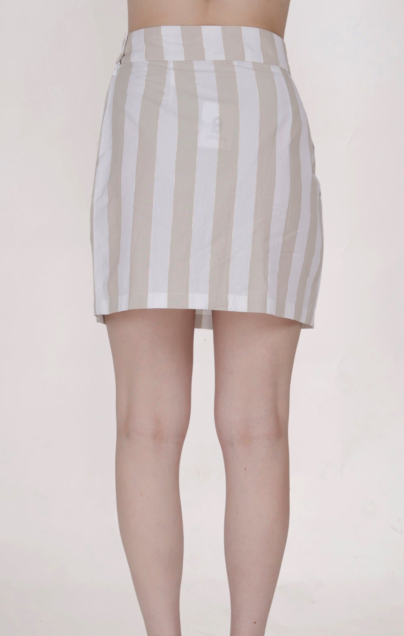 Elegant Stripe with Lurex Women's Top (with Button) & Skirt (with Zipper and Pocket) SET